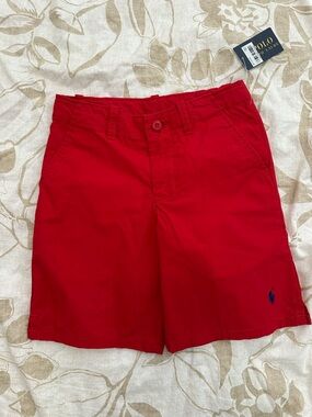 Polo Ralph Lauren Red Kids Cotton Flat-Front Shorts
